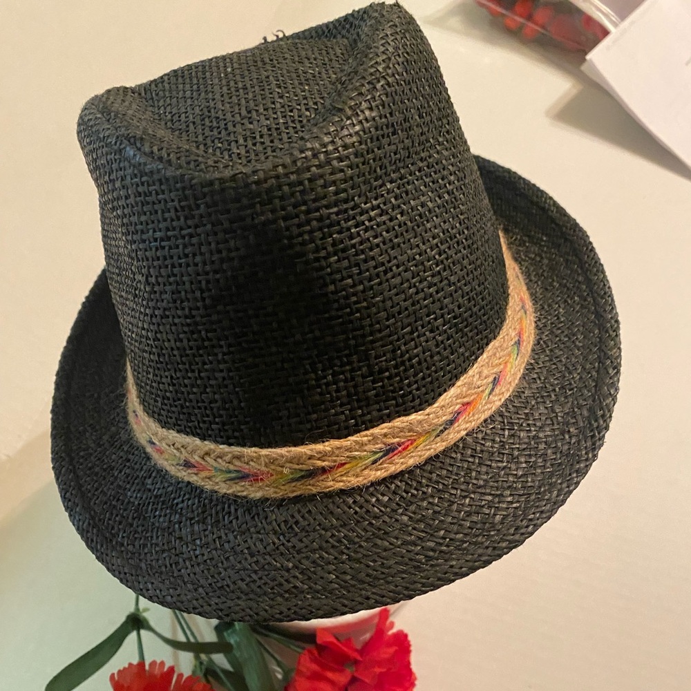 Black Straw Fedora Hat